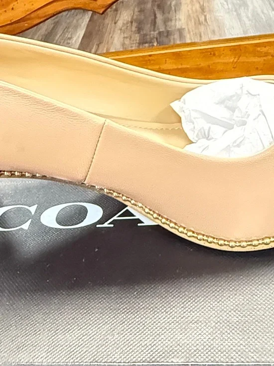 Coach Peachy Nude Pearl-Trim Leather Pump - Picture 4 of 9